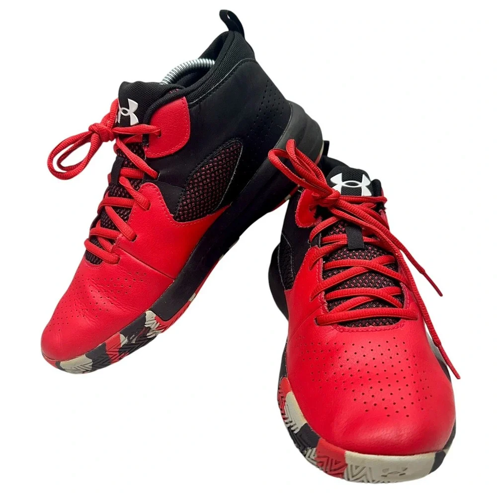 Under Armour Boys Lockdown 5 3023533-601 Red Basketball Shoes Sneakers‎ Size 7Y